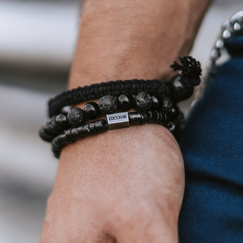 Black On Black Bracelet Set