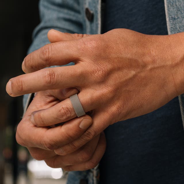 Silver-Tone Stainless Steel Flexible Mesh Ring